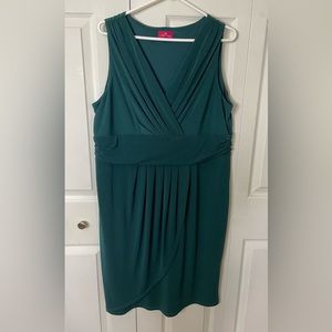Together Emerald Teal Green Sleeveless Drape V-neck Wrap Dress XL